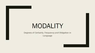 Modality [upl. by Traver478]