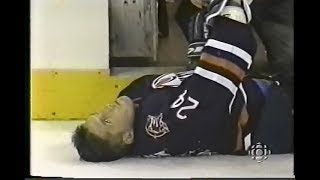 Bryan Marchment crashes into penalty box door and KOs himself 1997 [upl. by Llenaj851]