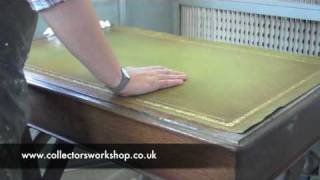 How to Replace A Leather Desk Top  Part 2  Laying The Leather [upl. by Eddra42]