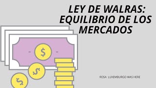 4LEY DE WALRAS EQUILIBRIO DEL MERCADO [upl. by Hajile731]