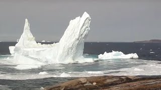 Gigantic iceberg in Greenland collapsing in Disko Bay [upl. by Nortyad]