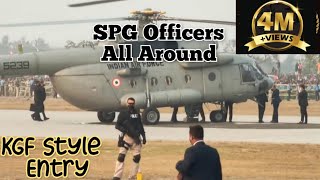 SPG officers amp PM Narendra Modi Grand Entry in KGF Style Under IAF amp SPG Security in Mi17 Helicopter [upl. by Bohs]