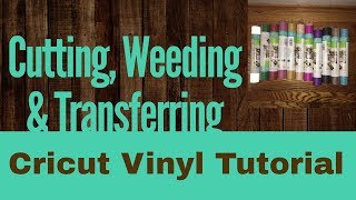 Cutting Weeding and Transferring Cricut Vinyl Tutorial  for Beginners [upl. by Pembrook467]