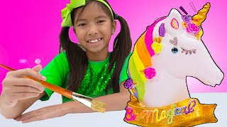 Wendy and Alex Pretend Play Paint Color Unicorn Toy for Kids [upl. by Gitlow]