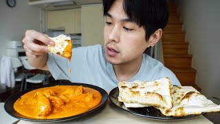 Butter Chicken amp Garlic Naan  MUKBANG [upl. by Elocen110]