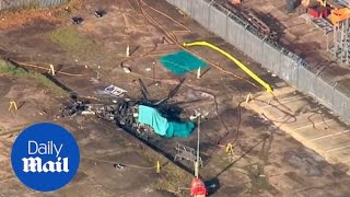 Aerial footage reveals helicopter crash scene in Leicester [upl. by Corilla]