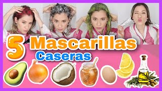 5 MASCARILLAS CASERAS PARA UN PELO HERMOSO HIDRATADO Y SIN PUNTAS ABIERTAS  NatyGloss [upl. by Hamitaf942]