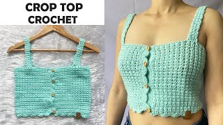 🌈Crop Top Tejido a Crochet  Cropped top with crochet straps PASO A PASO  Verano [upl. by Vivl908]