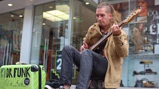 Warren G  Regulate  Dr Funk Slap Bass Cover 🎸 Busking in Newquay [upl. by Enael]