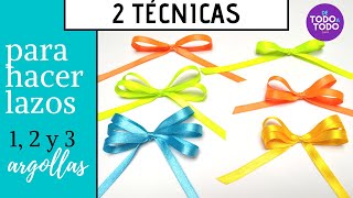 🎀Cómo hacer LAZOS con cinta de TELA fácil Moño con las MANOS fácil 12 y 3 argollas Listón [upl. by Yemaj]