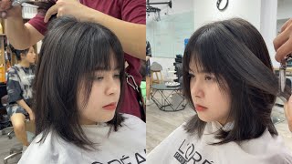 Cắt tóc Lỡ Dành cho Mặt tròn to  Squares graduation x Round Layer Hướng dẫn cắt [upl. by Ahsimaj]