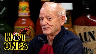 Bill Murray Doesn’t Flinch While Eating Spicy Wings  Hot Ones [upl. by Nohsyt]