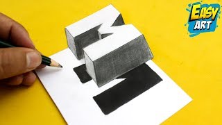 Super Facil ► How To Draw 3D Letters M │Dibujos Faciles│Como dibujar letras 3d [upl. by Grefer837]