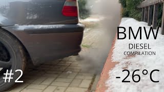 BMW extreme DIESEL cold start compilation 26C and more 2 [upl. by Ylrebmik27]