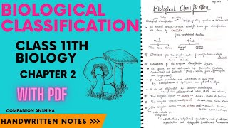 Biological Classification  Class 11th  Biology  Chapter 2  Handwritten notes [upl. by Crispin]