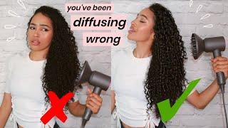 HOW TO DIFFUSE CURLS IN 10 MINUTES NO FRIZZ NO SHRINKAGE [upl. by Eihtur]