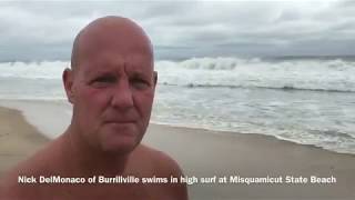 Riding High Waves at Misquamicut State Beach [upl. by Wadleigh]