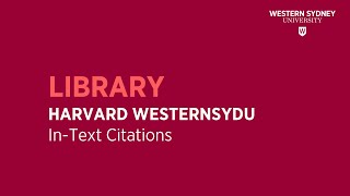 Harvard WesternSydU  Intext Citations [upl. by Ayouqat]