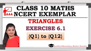 NCERT Exemplar Ex 61 Q1 to Q12 Triangles Class 10 maths MathsTeacher [upl. by Kizzie412]