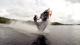 Snowmobile wheelies on water [upl. by Annie]