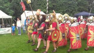 Roman Reenactment at the Amphitheatre in Caerleon Marching In [upl. by Ytirehc]