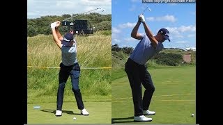 Justin Thomas golf swing  Long Iron faceon amp downtheline July 2017 [upl. by Tufts]