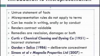 Misrepresentation Lecture 1 of 4 [upl. by Itsrejk]