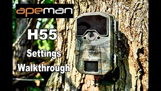 🦌 Settings Walkthrough  Apeman H55 Trail Camera [upl. by Aekahs530]