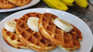 WAFFLE RECIPE  Banana Waffles Recipe  Easy Homemade Waffles [upl. by Dnomse]