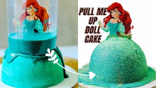 TSUNAMI CAKE  PULL ME UP DOLL CAKE TUTORIAL Cake Trend 2021 Disney Princess Ariel Cake 1 [upl. by Adnilav]