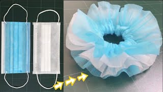 DIY SCRUNCHIES  Cách làm dây buộc tóc dễ thương bằng khẩu trang  Dây cột tóc [upl. by Llednek]