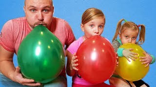 Learn colors with Balloons  Kids and daddy have fun playtime with color song [upl. by Gore922]